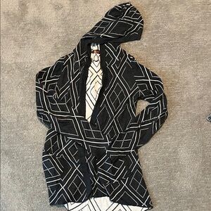 Belldini Black and White Hooded Cardigan